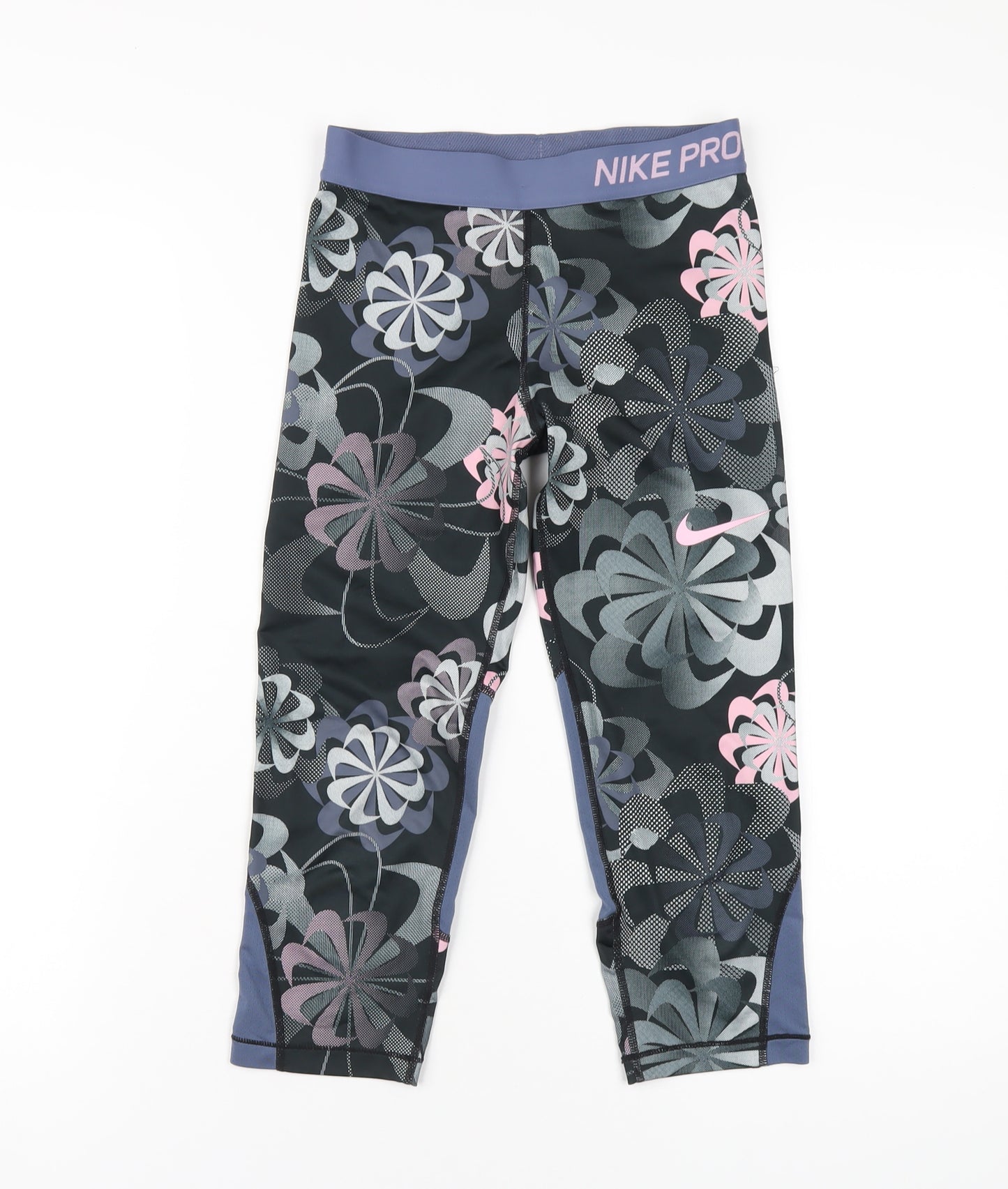 Nike Girls Multicoloured Geometric Polyester Capri Trousers Size 12-13 Years Regular Pullover