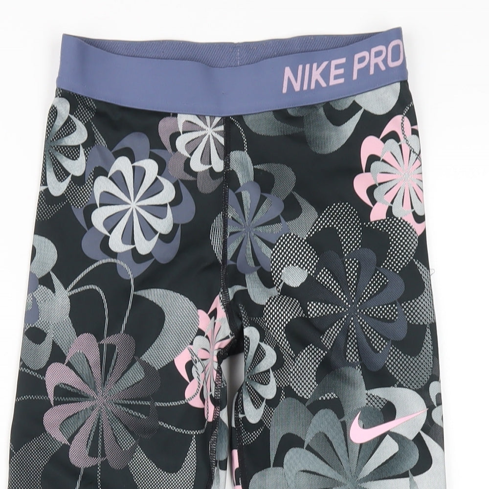 Nike Girls Multicoloured Geometric Polyester Capri Trousers Size 12-13 Years Regular Pullover