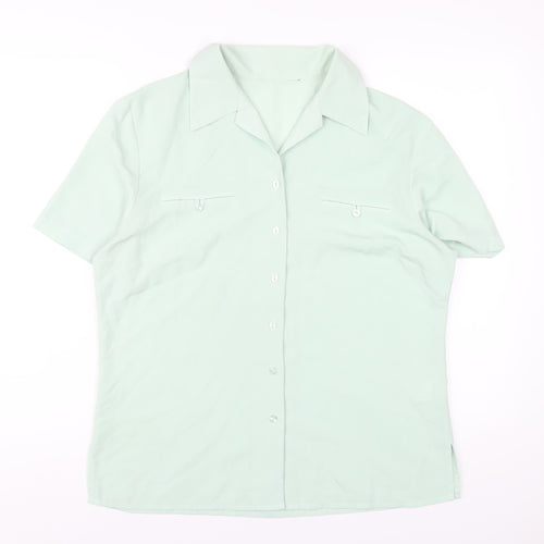 Bonmarché Womens Green Polyester Basic Button-Up Size 14 Collared