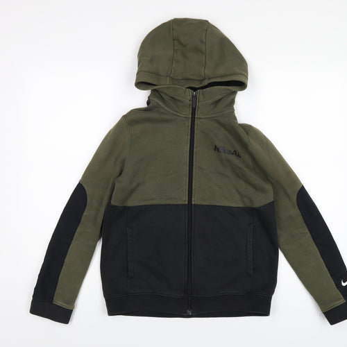 Nike Boys Green Cotton Full Zip Hoodie Size L Zip
