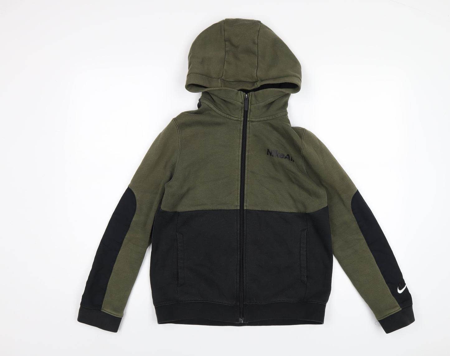 Nike Boys Green Cotton Full Zip Hoodie Size L Zip