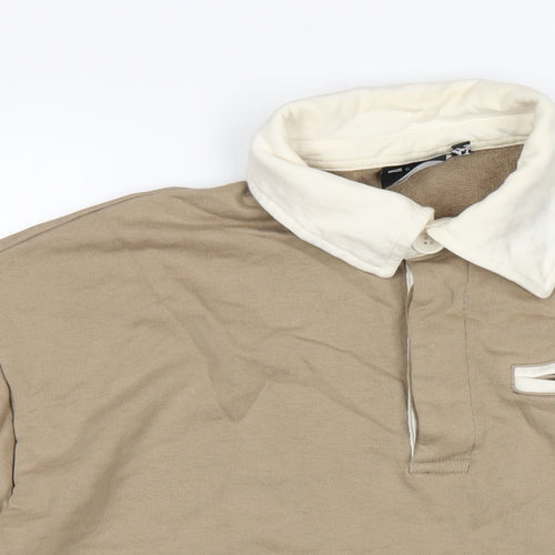 ASOS Womens Brown Cotton Pullover Sweatshirt Size M Button