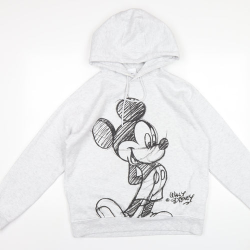 Disney Womens Grey Polyester Pullover Hoodie Size S Pullover - Mickey Mouse