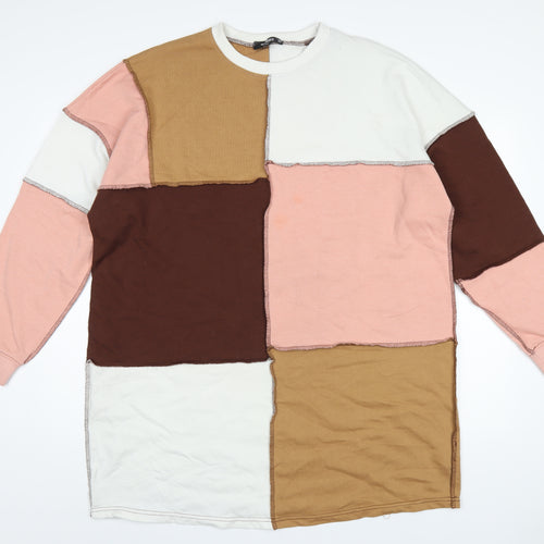 Missguided Womens Multicoloured Colourblock Polyester Jumper Dress Size 14 Crew Neck Pullover