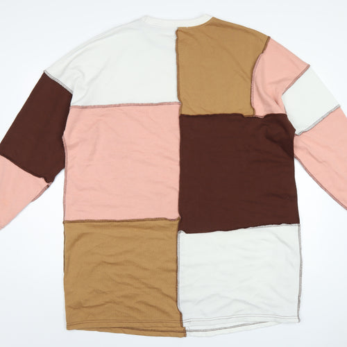 Missguided Womens Multicoloured Colourblock Polyester Jumper Dress Size 14 Crew Neck Pullover
