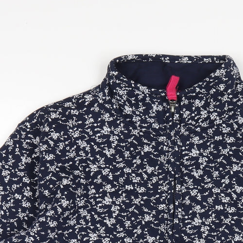 EWM Womens Blue Floral Cotton Full Zip Sweatshirt Size M Zip