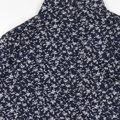 EWM Womens Blue Floral Cotton Full Zip Sweatshirt Size M Zip