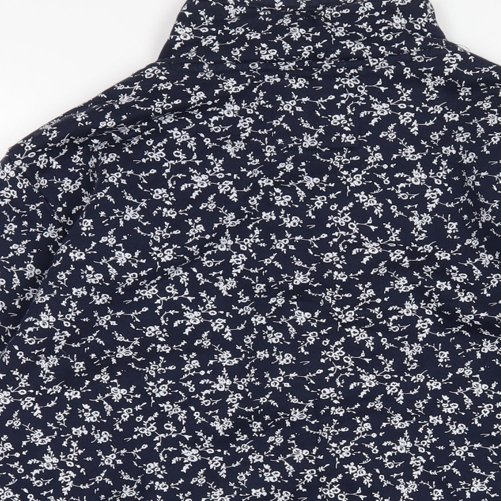 EWM Womens Blue Floral Cotton Full Zip Sweatshirt Size M Zip