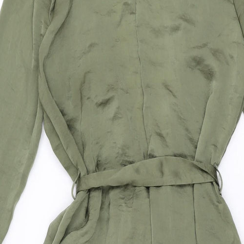 Missguided Womens Green Polyester Wrap Dress Size 8 V-Neck Tie