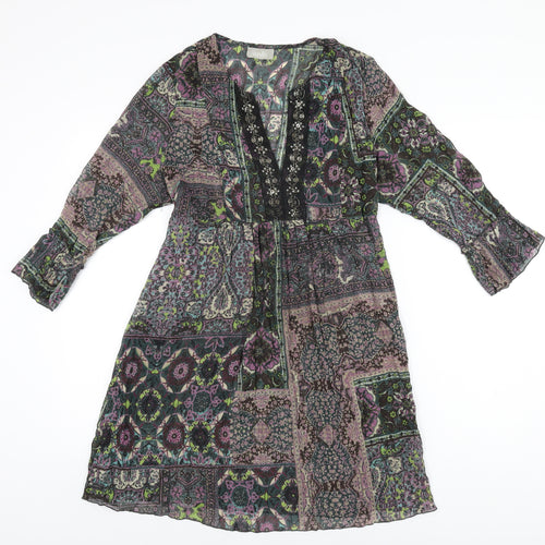 Wallis Womens Multicoloured Geometric Polyester A-Line Size M V-Neck Pullover