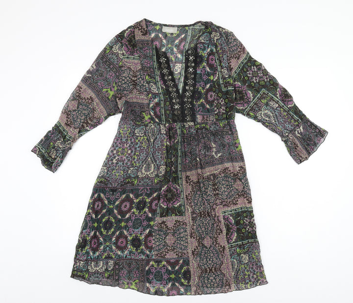 Wallis Womens Multicoloured Geometric Polyester A-Line Size M V-Neck Pullover