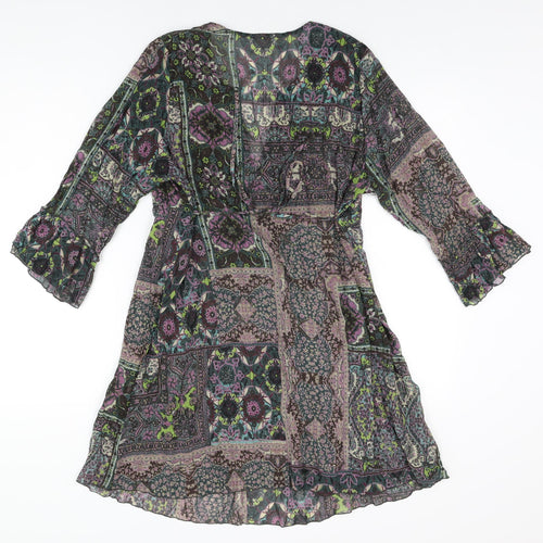 Wallis Womens Multicoloured Geometric Polyester A-Line Size M V-Neck Pullover