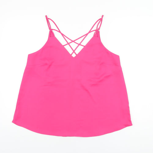 NEXT Womens Pink Polyester Camisole T-Shirt Size 14 V-Neck
