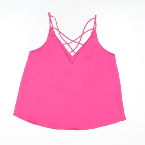 NEXT Womens Pink Polyester Camisole T-Shirt Size 14 V-Neck