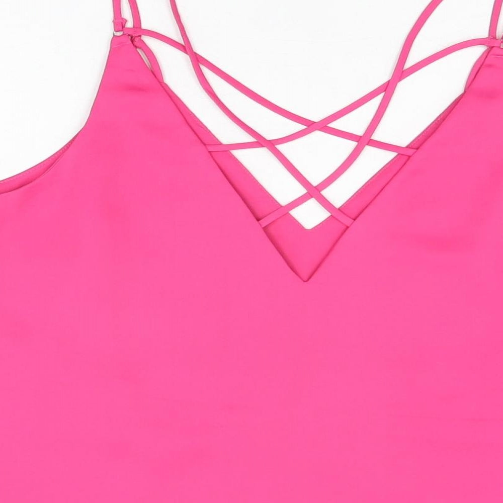 NEXT Womens Pink Polyester Camisole T-Shirt Size 14 V-Neck