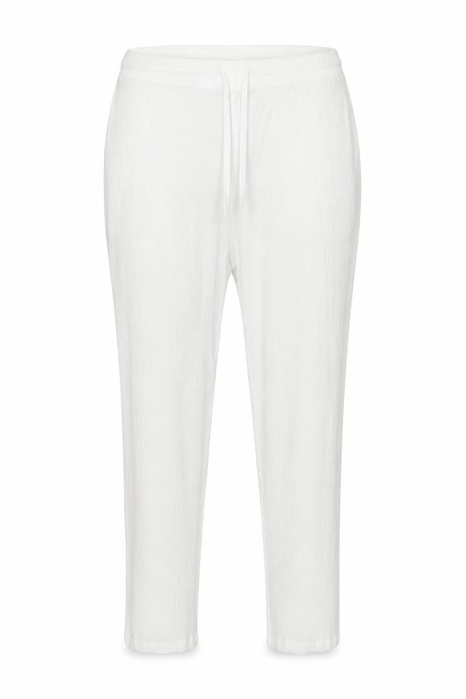 Front view of Damart women’s white viscose trousers, size UK 18, 29-inch leg regular drawstring