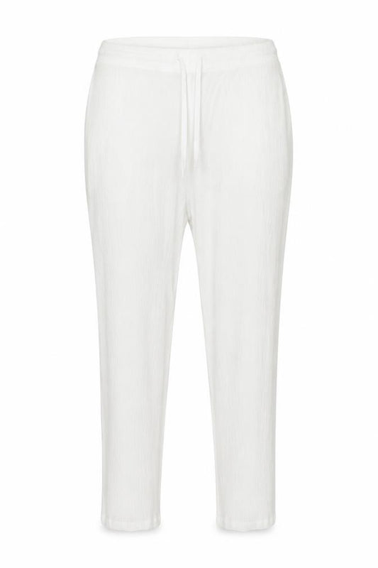 Front view of Damart women’s white viscose trousers, size UK 18, 29-inch leg regular drawstring