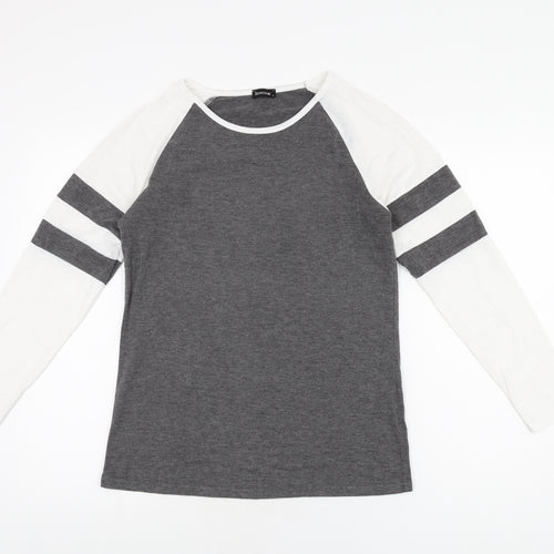 Sunnyme Womens Grey Polyester Basic T-Shirt Size S Round Neck