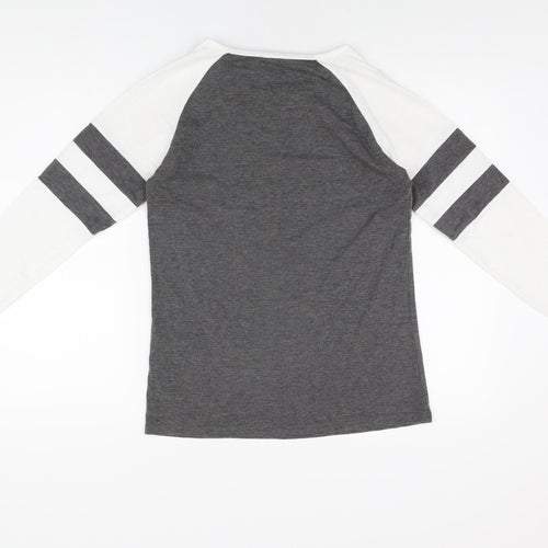 Sunnyme Womens Grey Polyester Basic T-Shirt Size S Round Neck