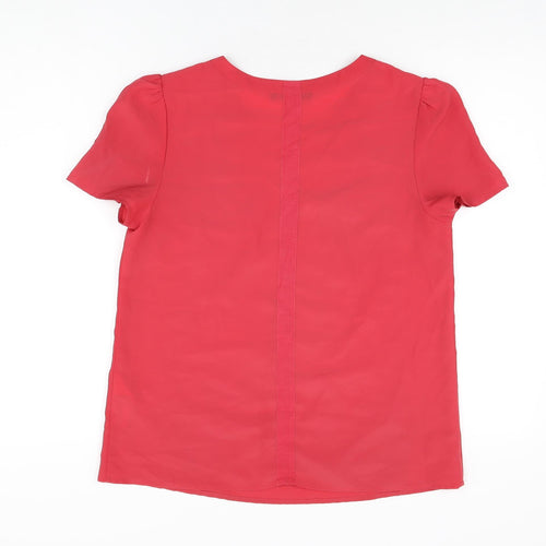 Oasis Womens Red Polyester Basic T-Shirt Size 12 Round Neck
