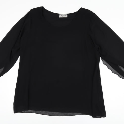 Nouvelle Womens Black Polyester Basic Blouse Size 16 Scoop Neck