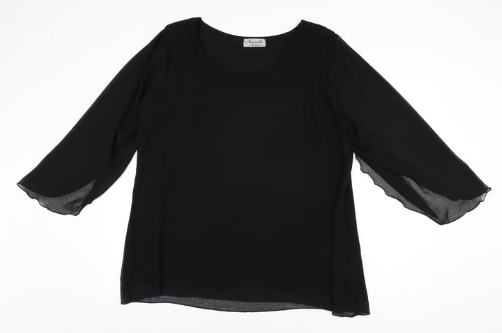 Nouvelle Womens Black Polyester Basic Blouse Size 16 Scoop Neck