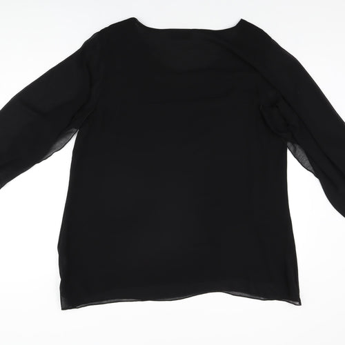 Nouvelle Womens Black Polyester Basic Blouse Size 16 Scoop Neck
