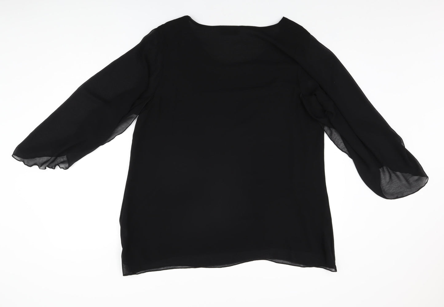 Nouvelle Womens Black Polyester Basic Blouse Size 16 Scoop Neck