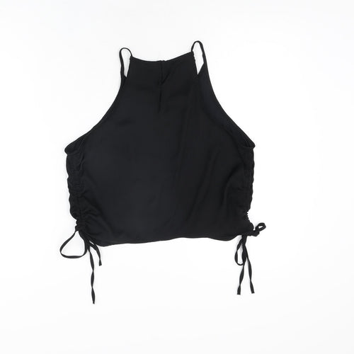 Zara Womens Black Polyester Basic T-Shirt Size M Round Neck