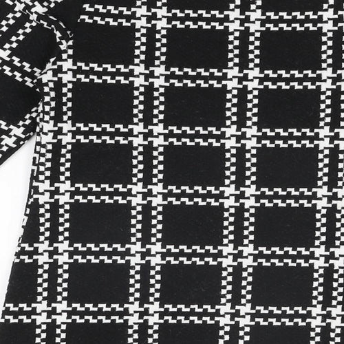 New Look Womens Black Geometric Polyester Shift Size 6 Boat Neck Pullover
