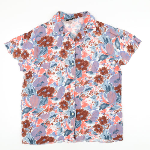 Savoir Faire Womens Multicoloured Geometric Viscose Basic Button-Up Size 14 Collared