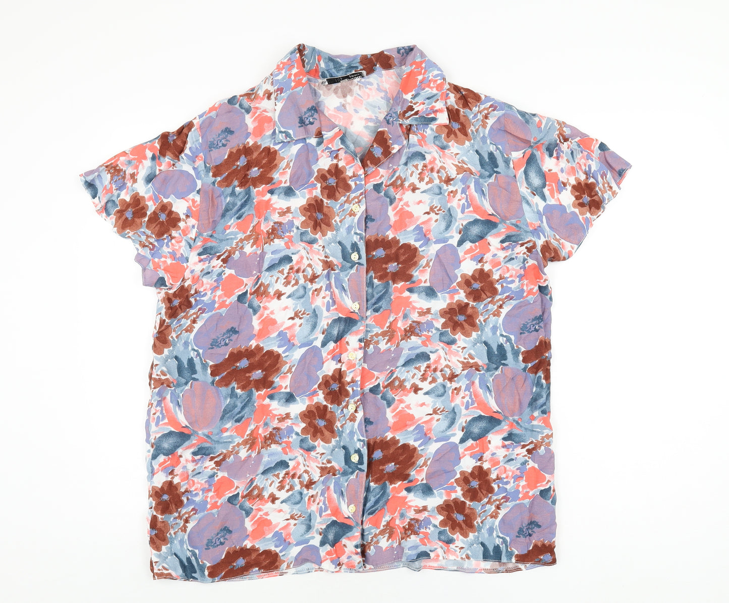 Savoir Faire Womens Multicoloured Geometric Viscose Basic Button-Up Size 14 Collared