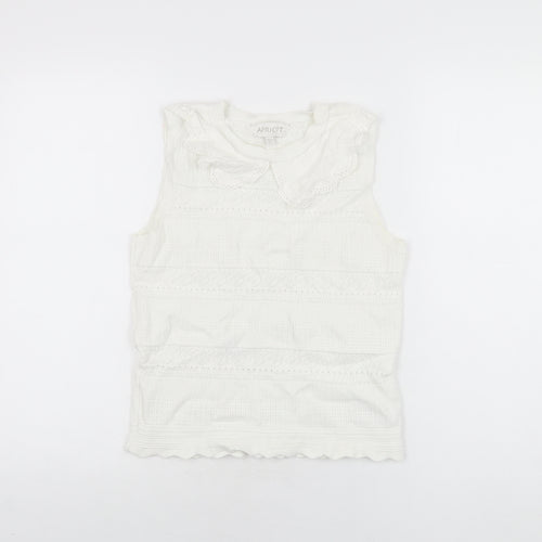 Apricot Womens White Viscose Basic T-Shirt Size 10 Round Neck