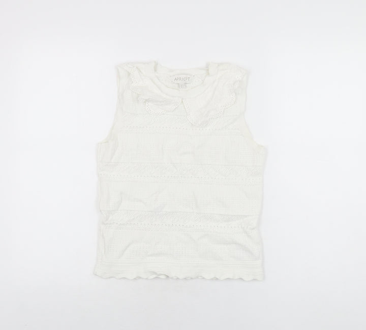 Apricot Womens White Viscose Basic T-Shirt Size 10 Round Neck