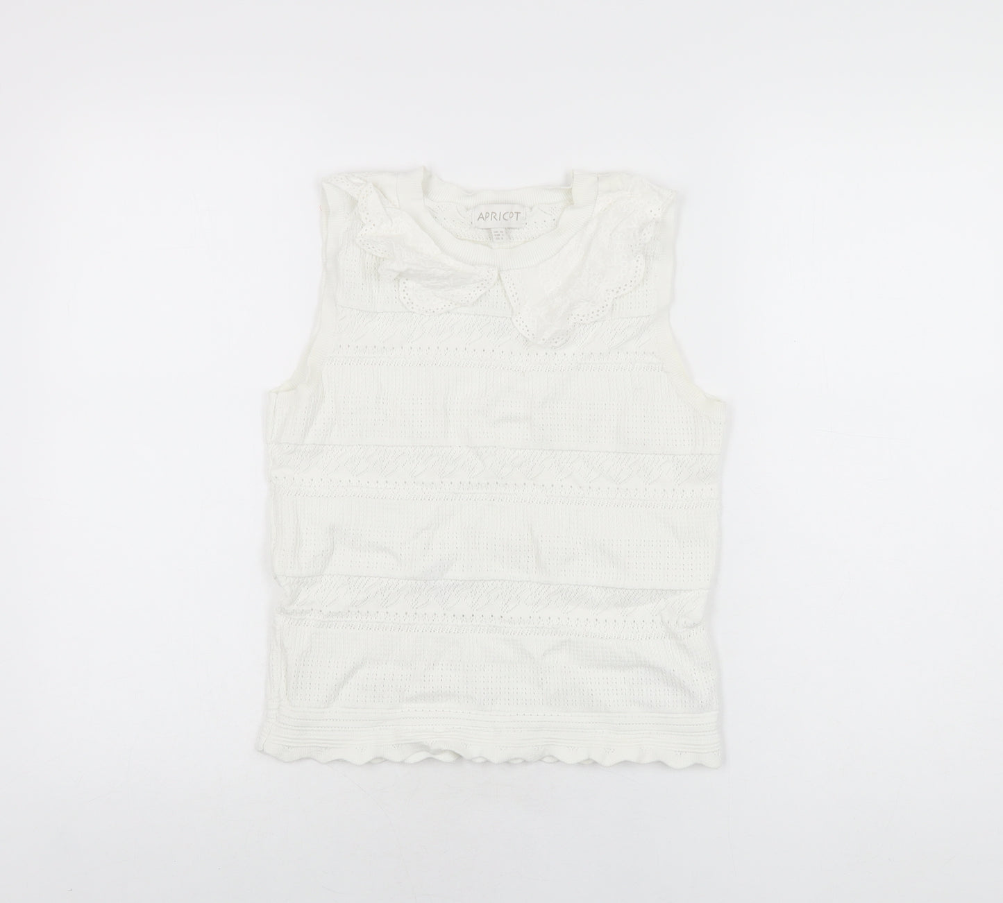 Apricot Womens White Viscose Basic T-Shirt Size 10 Round Neck