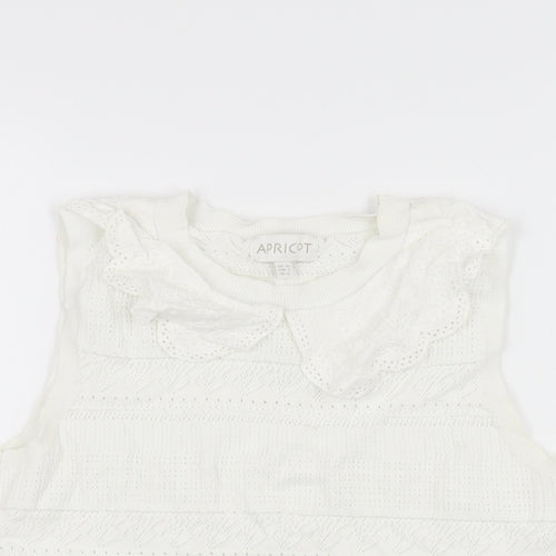 Apricot Womens White Viscose Basic T-Shirt Size 10 Round Neck