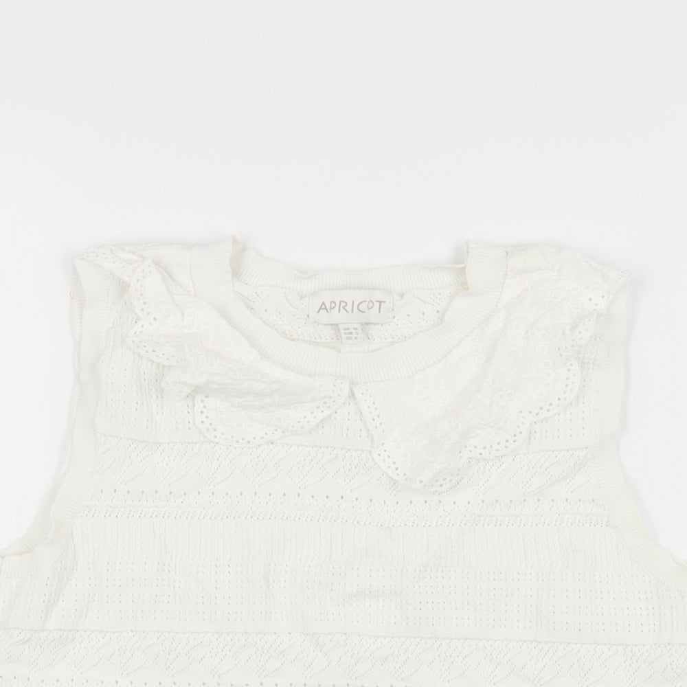 Apricot Womens White Viscose Basic T-Shirt Size 10 Round Neck