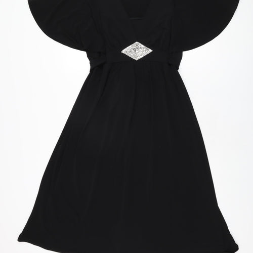 Joanna Hope Womens Black Polyester A-Line Size 12 V-Neck Pullover