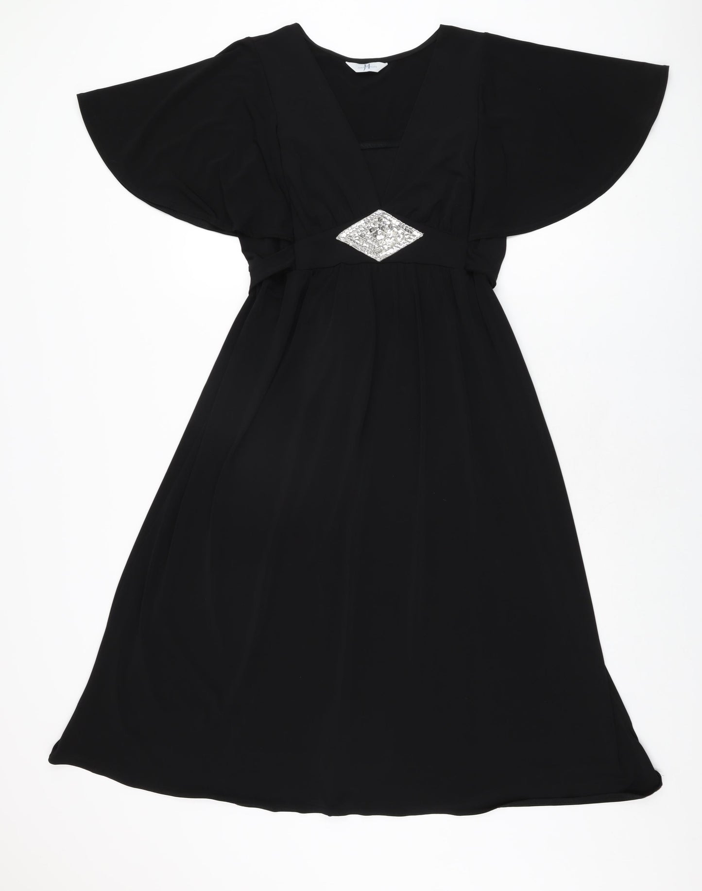 Joanna Hope Womens Black Polyester A-Line Size 12 V-Neck Pullover