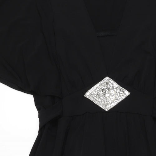 Joanna Hope Womens Black Polyester A-Line Size 12 V-Neck Pullover