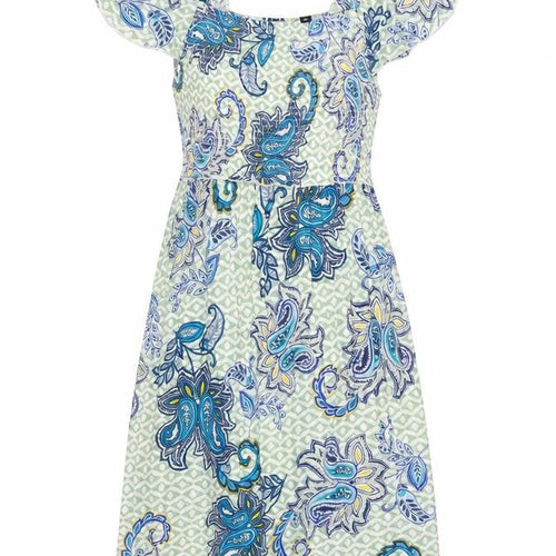 Dorothy Perkins Womens Green Paisley Viscose A-Line Size 10 Square Neck Pullover