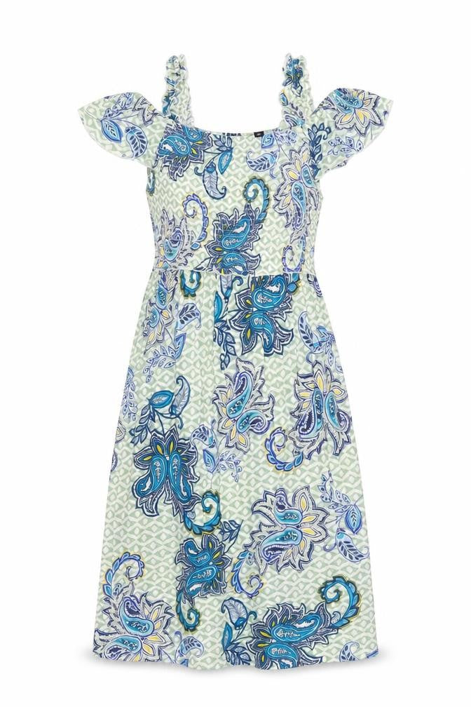 Dorothy Perkins Womens Green Paisley Viscose A-Line Size 10 Square Neck Pullover