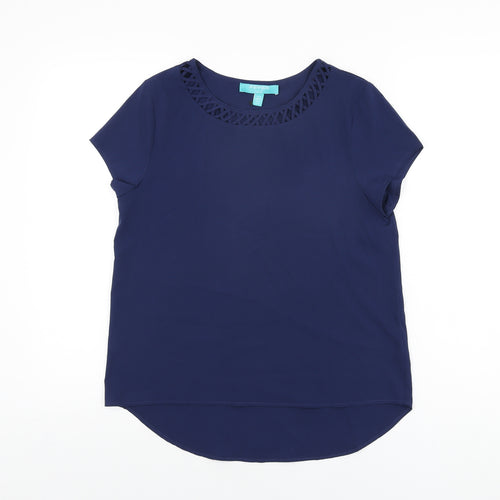 Fever Womens Blue Polyester Basic T-Shirt Size 8 Round Neck