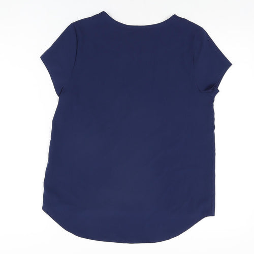 Fever Womens Blue Polyester Basic T-Shirt Size 8 Round Neck
