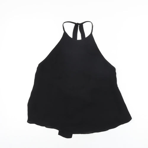 Zara Womens Black Polyester Basic T-Shirt Size XS Round Neck
