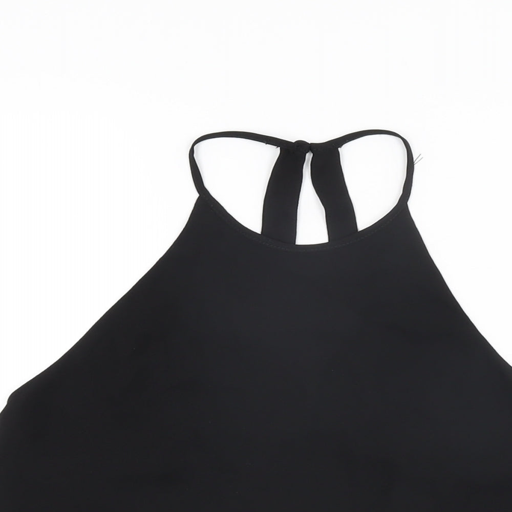Zara Womens Black Polyester Basic T-Shirt Size XS Round Neck