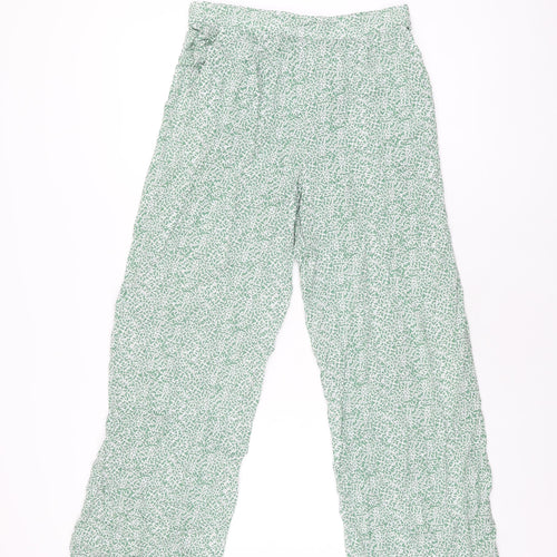 ICHI Womens Green Geometric Viscose Trousers Size S L28 in Regular