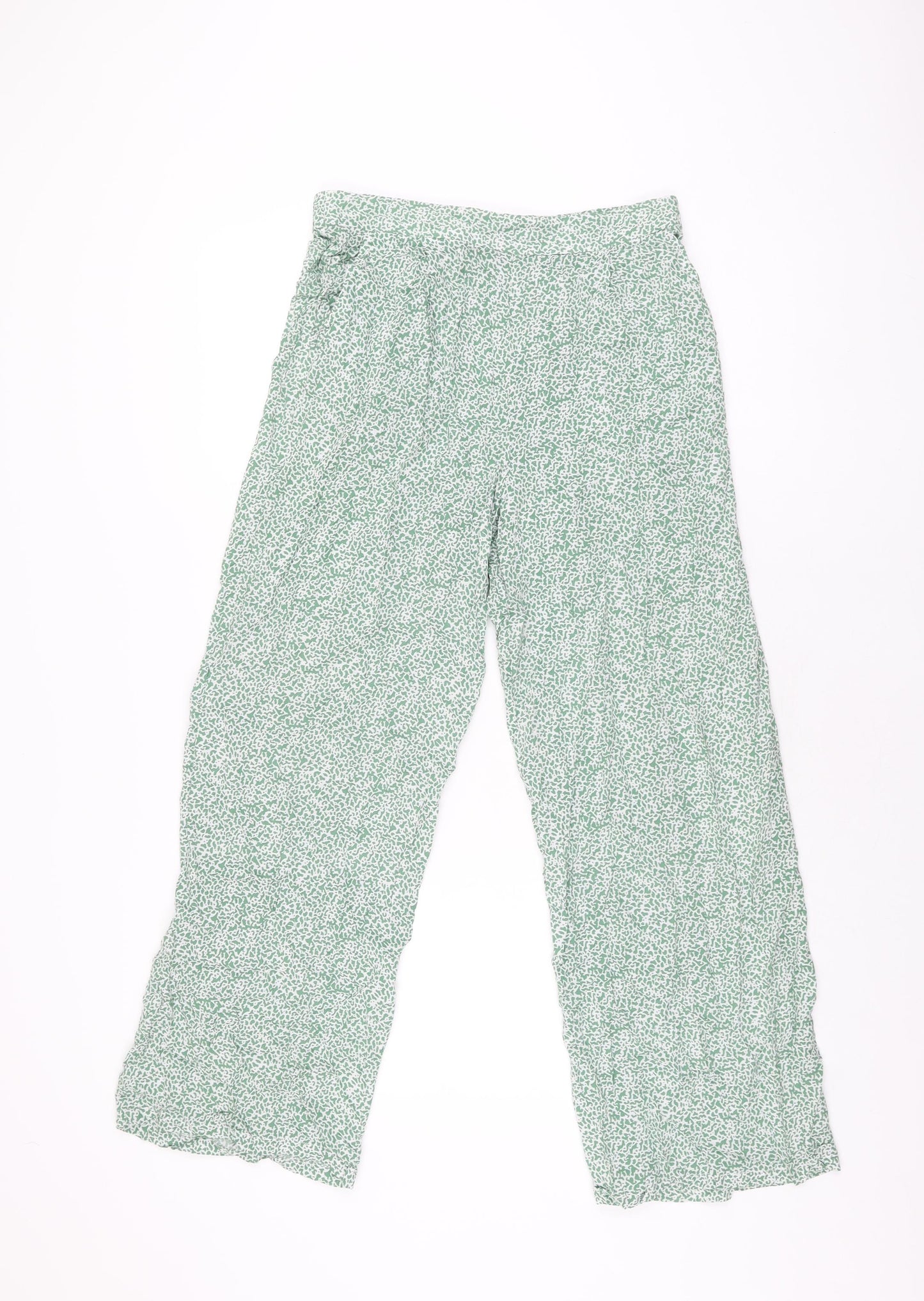 ICHI Womens Green Geometric Viscose Trousers Size S L28 in Regular