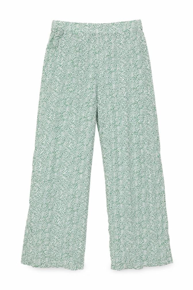 ICHI Womens Green Geometric Viscose Trousers Size S L28 in Regular