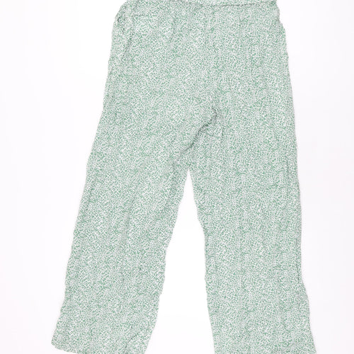 ICHI Womens Green Geometric Viscose Trousers Size S L28 in Regular